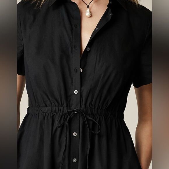 NWT J CREW Cerise shirtdress in cotton poplin in black - Picture 5 of 8